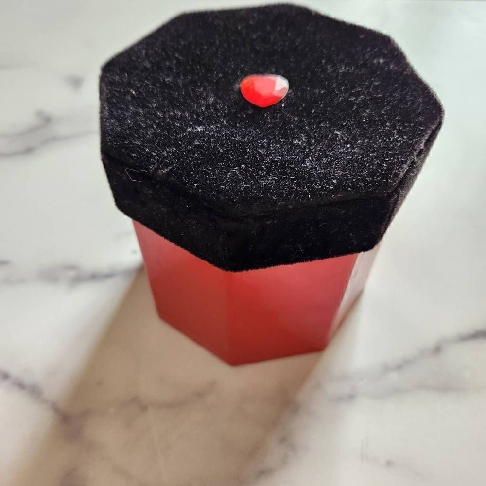 Octagon red heart black velvet gift box present storage